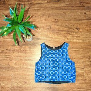 Made in France - Les Petites Crop Tank - Blue Patterned